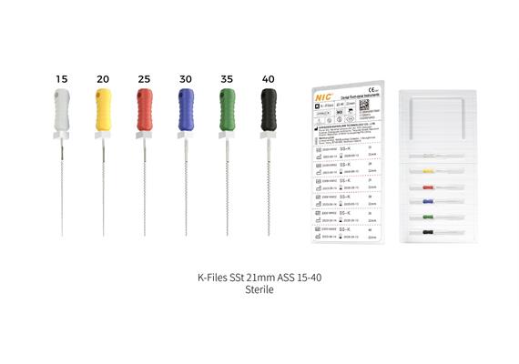 NIC K-File Hand Use, steril 21 mm ISO 008 grey