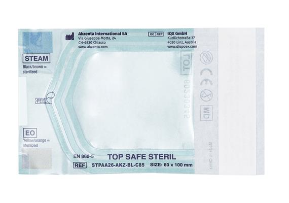 TOP SAFE STERIL - Beutel 60x100 mm mit Indikator, selbstklebend, blau